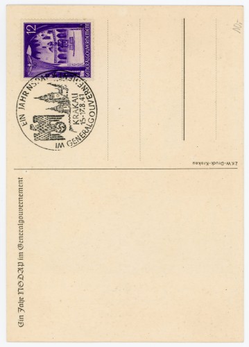 1 rocznica NSDAP w GG karta propagandowa - tył