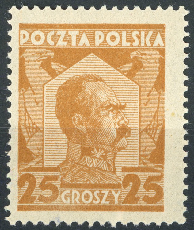 Fi. 234g żółtobrązowy Znaczek obiegowy z J. Piłsudskim