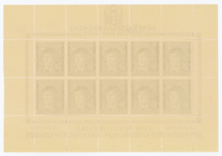 Arkusz Fi. GG 104I 400. Rocznica śmierci M. Kopernika - tył